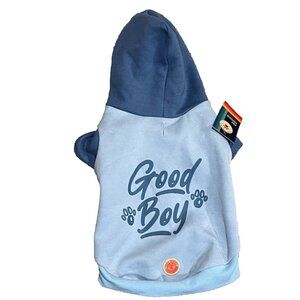 Furry Friends GOOD BOY Pet Hoodie Soft Comfy Blue Size M NWT